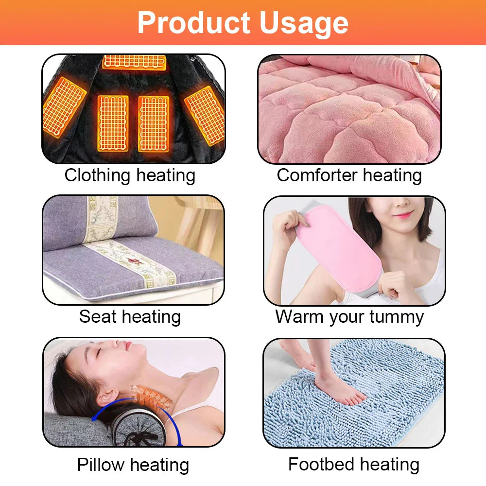 USB 5V Electric Heating Pad - Warm Paste Film for Cervical, Clothes, Vest, Jacket, Shoes & Socks