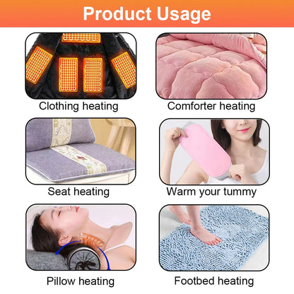 USB 5V Electric Heating Pad - Warm Paste Film for Cervical, Clothes, Vest, Jacket, Shoes & Socks