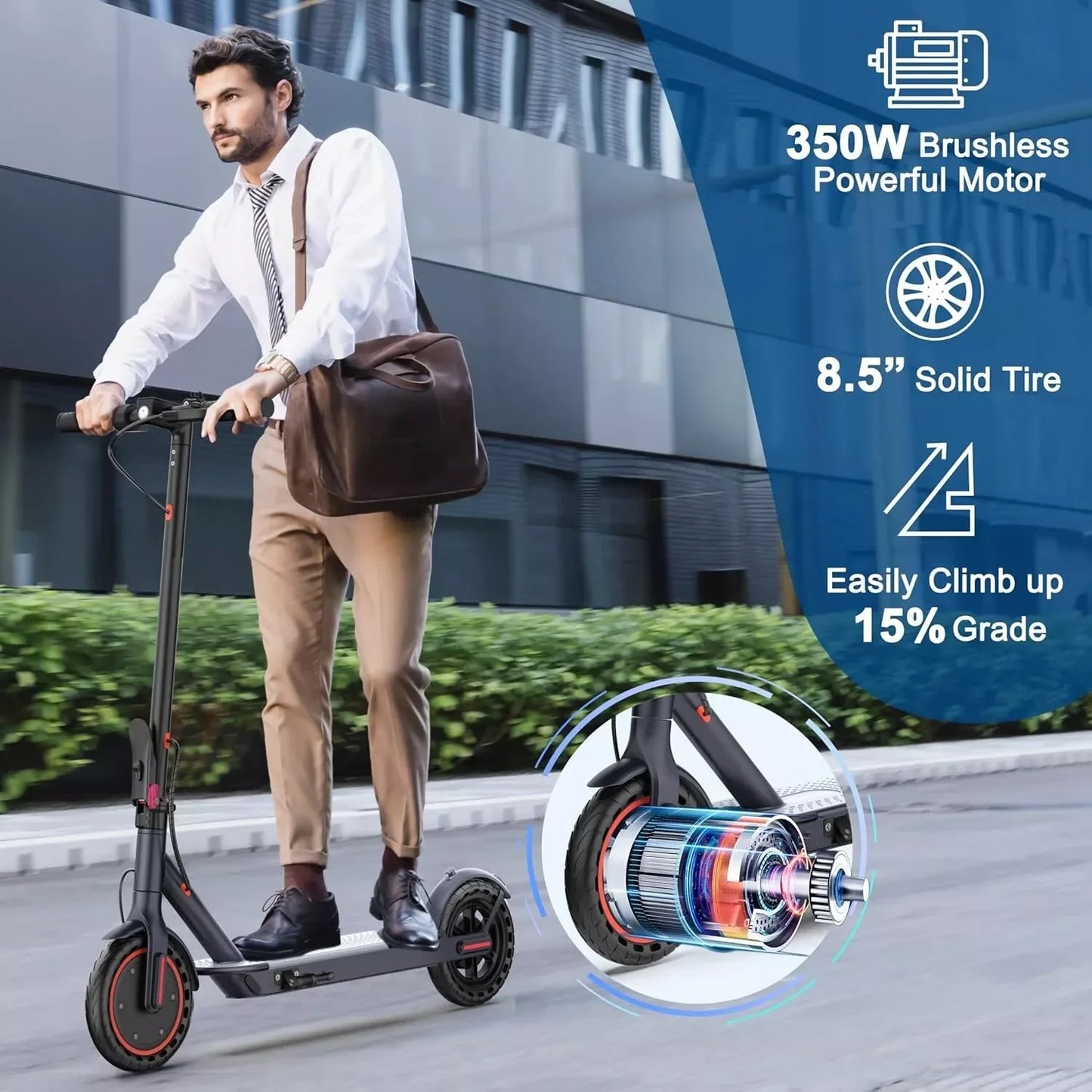 AOVOPRO LP60 Electric Scooter 350W – 19mph Foldable E-Scooter with 8.5" Tires, 16 Mile Range for Adults