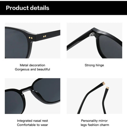 SHAUNA Retro Square Polarized Sunglasses — Fashion Rivet-Decorated Shades for Women & Men, UV400 Driving Sun Glasses