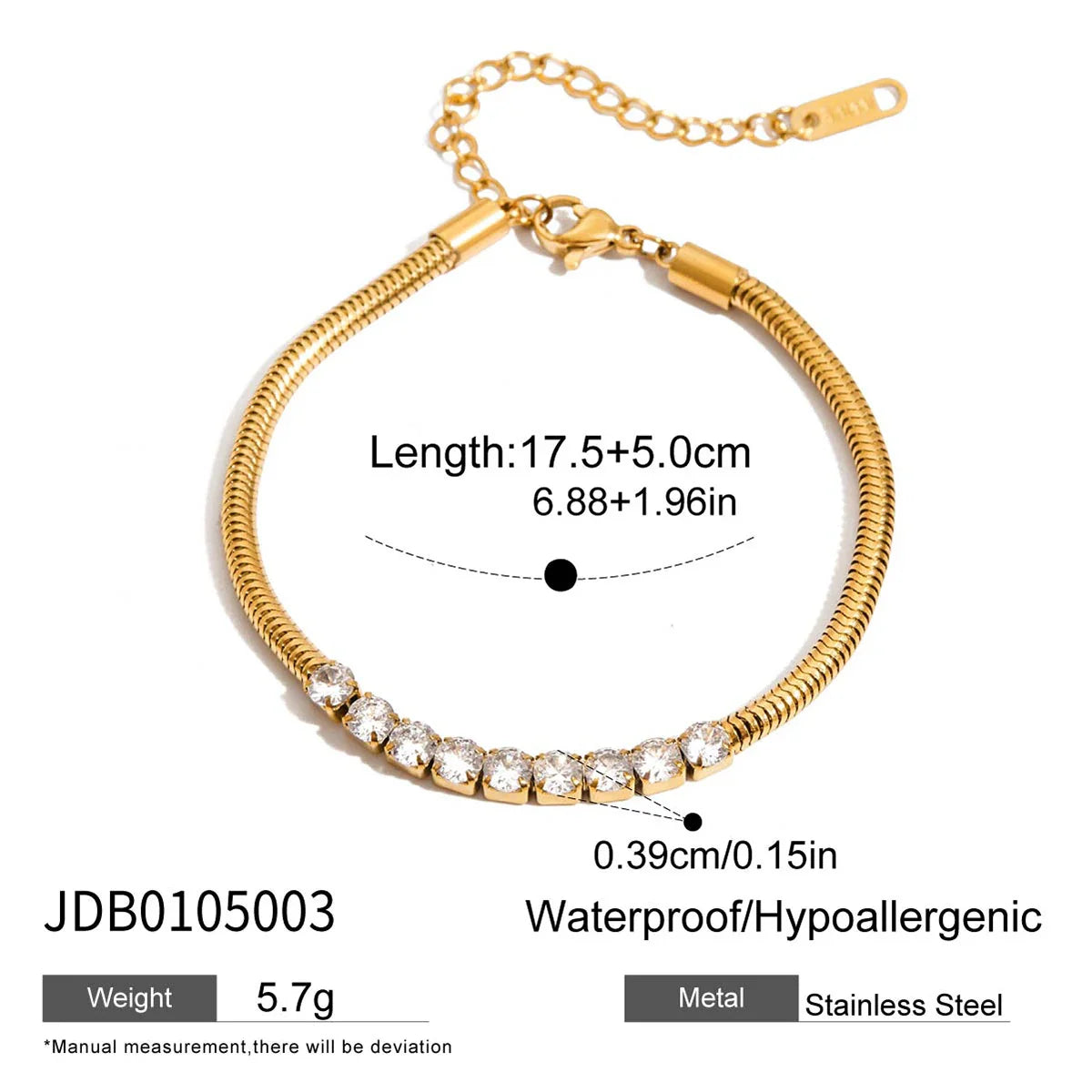 Minimalist 18K Gold Plated Water Drop Pendant Bracelet – Stainless Steel Rhinestone Black Oil Drop Moon Design Jewelry for Women