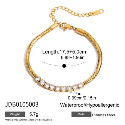 Minimalist 18K Gold Plated Water Drop Pendant Bracelet – Stainless Steel Rhinestone Black Oil Drop Moon Design Jewelry for Women