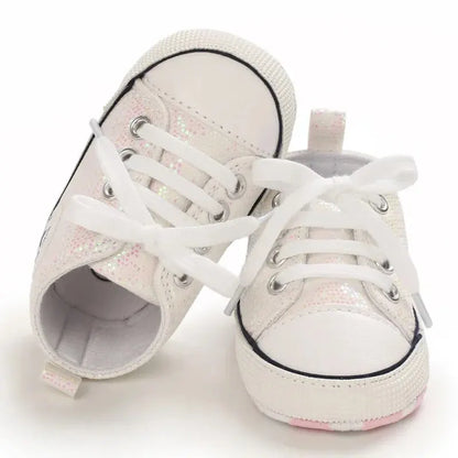 Meckior Baby Flash Canvas Sneakers – Infant First Walkers Soft Sole Anti-Slip Shoes for Boys & Girls