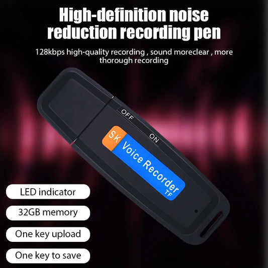 Mini Audio Voice Recorder USB Pen – 16GB/32GB Digital Sound Recorder for Meetings & Interviews
