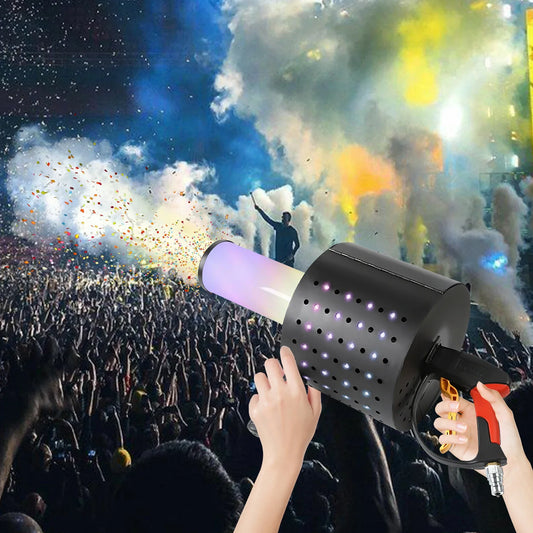 110V LED CO2 Gun & Confetti Cannon Machine – Handheld Air Column Shooter with Colored Paper for DJ, Nightclub, Wedding & Party Events