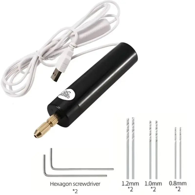 Mini Handheld USB Electric Drill – DIY Engraving Tool for Epoxy Resin, Jewelry Making & Wood Craft Precision Work