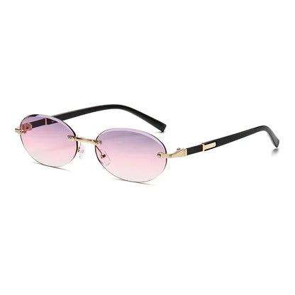 Rimless Rectangle Sunglasses – Unisex Small Square Fashion Shades, Lightweight UV Protection for Summer Travel
