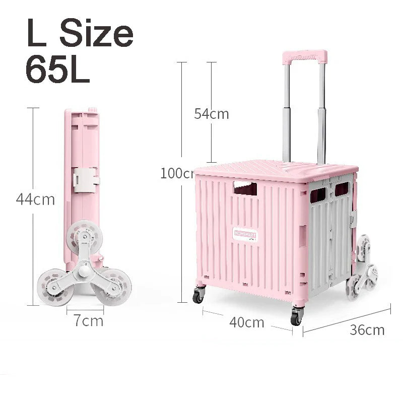 45/65L Folding Shopping Cart Trolley – Portable Home Cart with 2/4/8 Wheels