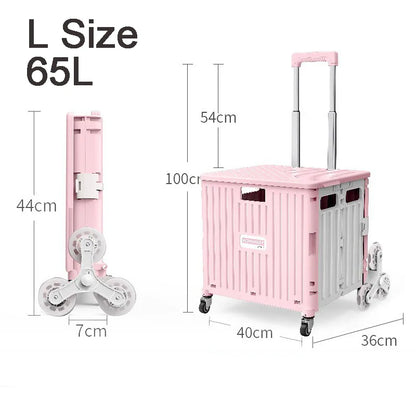 45/65L Folding Shopping Cart Trolley – Portable Home Cart with 2/4/8 Wheels