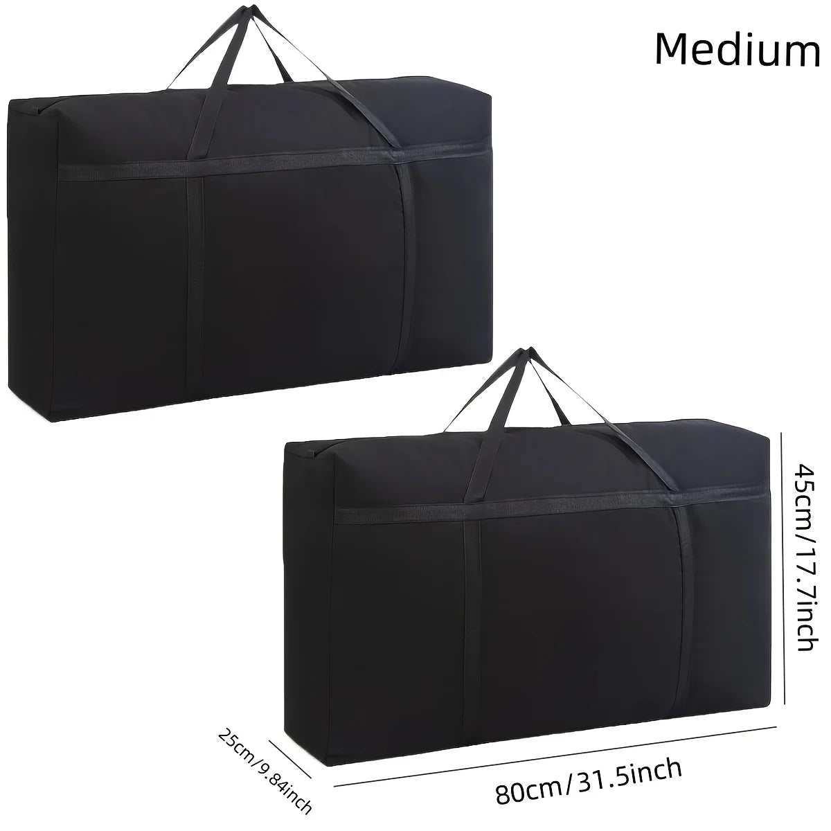 2-Pack Heavy Duty Moving Bags - Extra Large Zipper Storage Totes with Handles for Clothes, Dorms & Moving