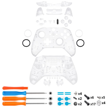 eXtremeRate Clear Full Shell Replacement Kit for Xbox Elite Series 2 Core Controller Model 1797 – Faceplate, Back Plate & Buttons