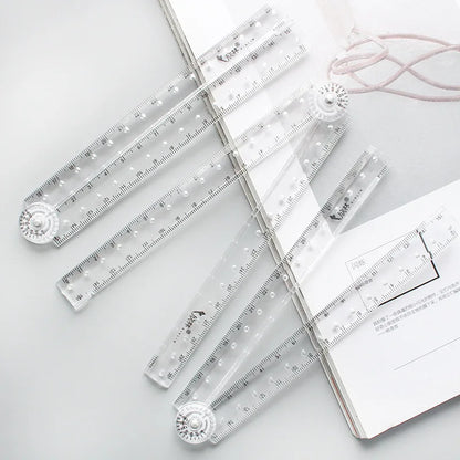 MOHAMM Folding Acrylic Ruler – Portable Measuring Tool for School, Office & Study Use, Durable Transparent Stationery Ruler