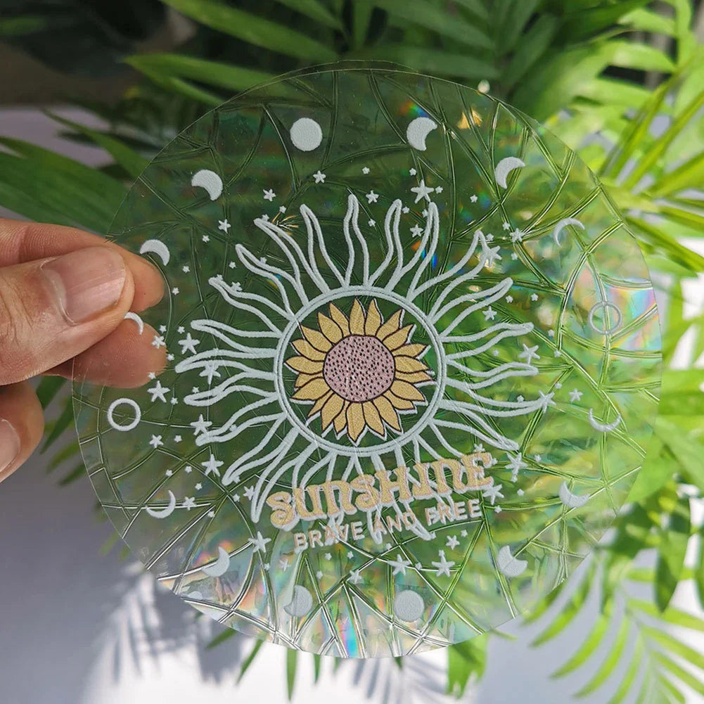3D Rainbow Sun Catcher Window Film Sticker – Self-Adhesive PVC Light Catching Wall & Glass Decal for Home Decor & Motorcycle Styling
