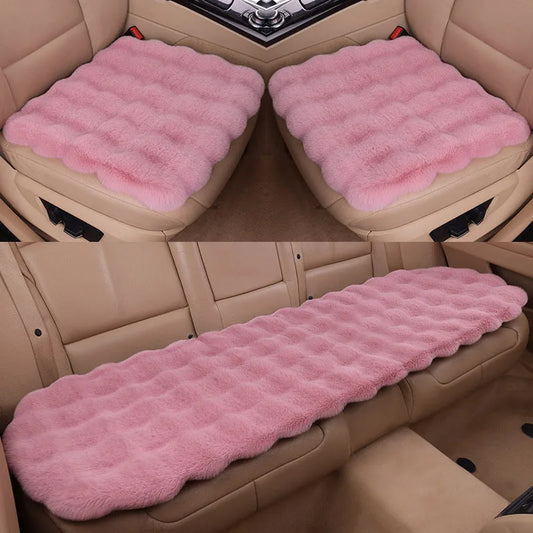 Winter Plush Car Seat Covers – Ultra-Soft Rabbit Fur Cushion Pads for Warmth, Universal Fit Auto Chair Protectors