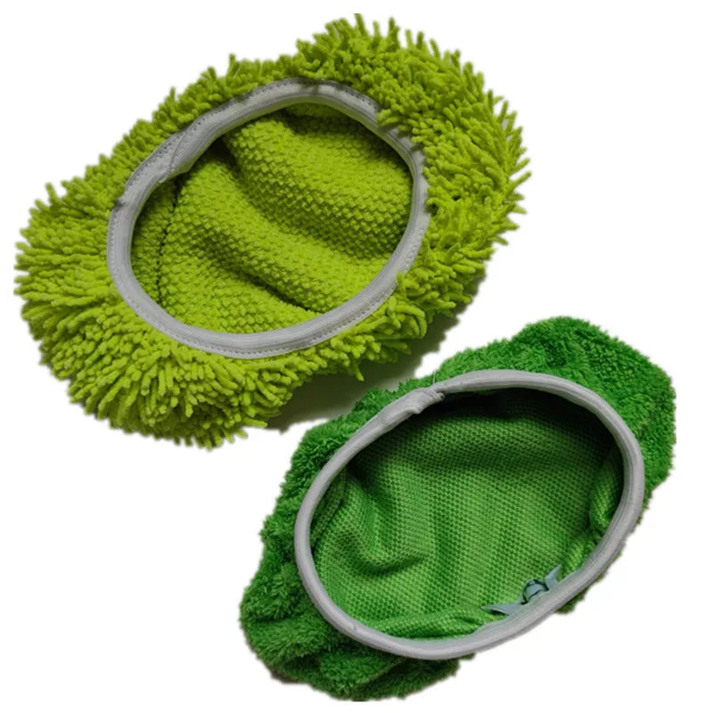 Thickened Elastic Band Flat Mop Cloth - Coral Fleece/Microfiber/Chenille Replacement Cleaning Pad for Bathroom Rotary Mop