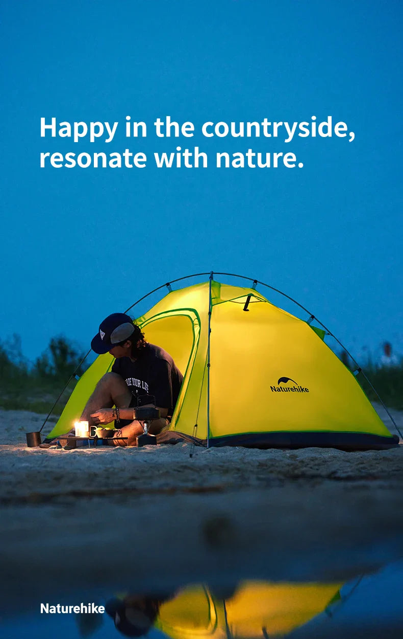 Naturehike 2024 New Camping Tent – Ultralight 2-Person Outdoor Tent, Large Space, Mosquito-Repellent, Quick Set for Beach & Hiking