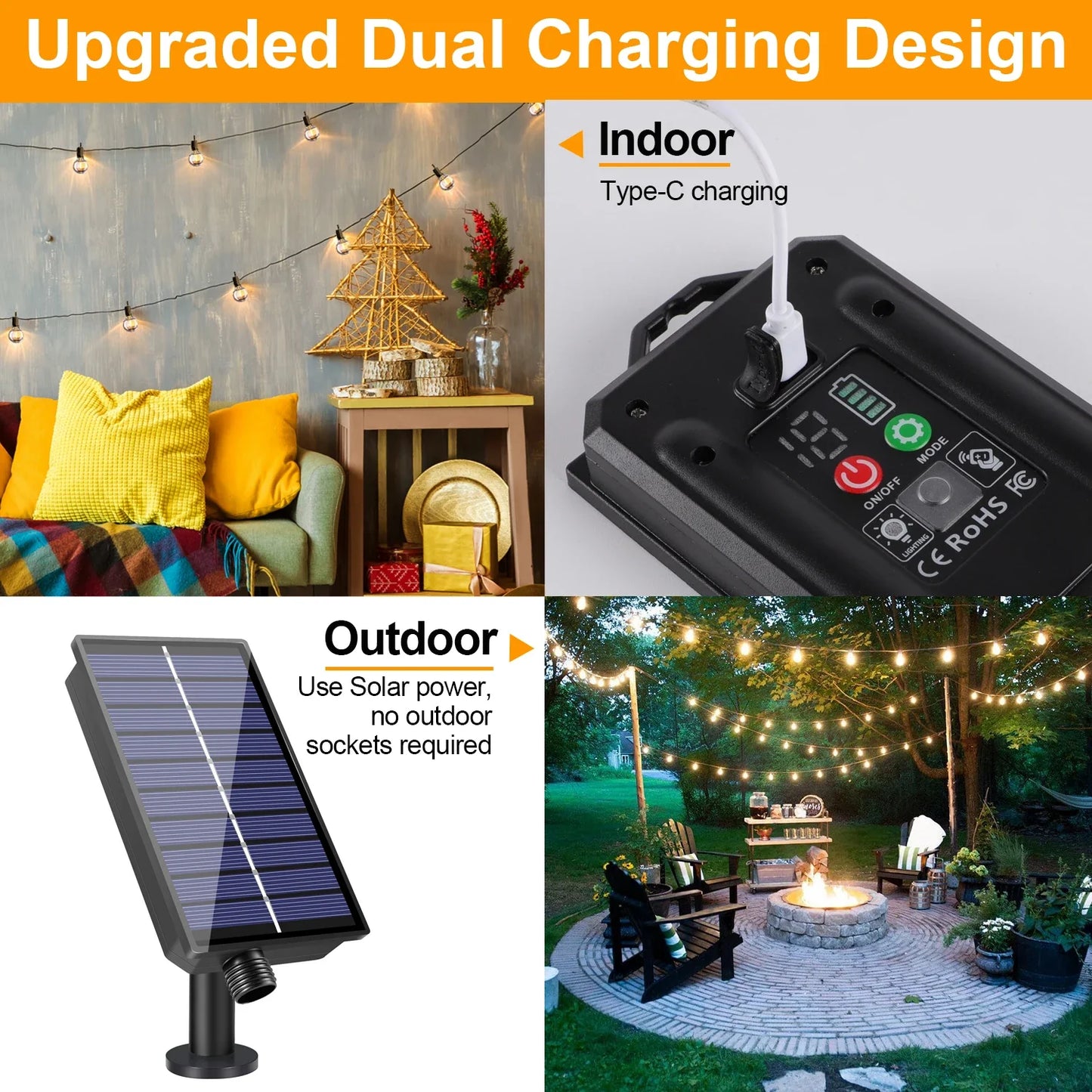 Solar LED G40 Globe String Lights – Waterproof Shatterproof Outdoor Hanging Lights for Backyard & Bistro Decoration