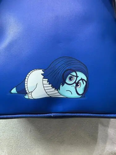Disney Inside Out Sadness Mini Backpack – PU Leather Cartoon Rucksack for Girls, Cute Cosplay Storage Bag