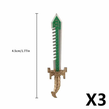 Medieval Figure Weapons Building Blocks Kit – King Sword, Lion Shield, Trident & Double-Edged Axe Battle Toy