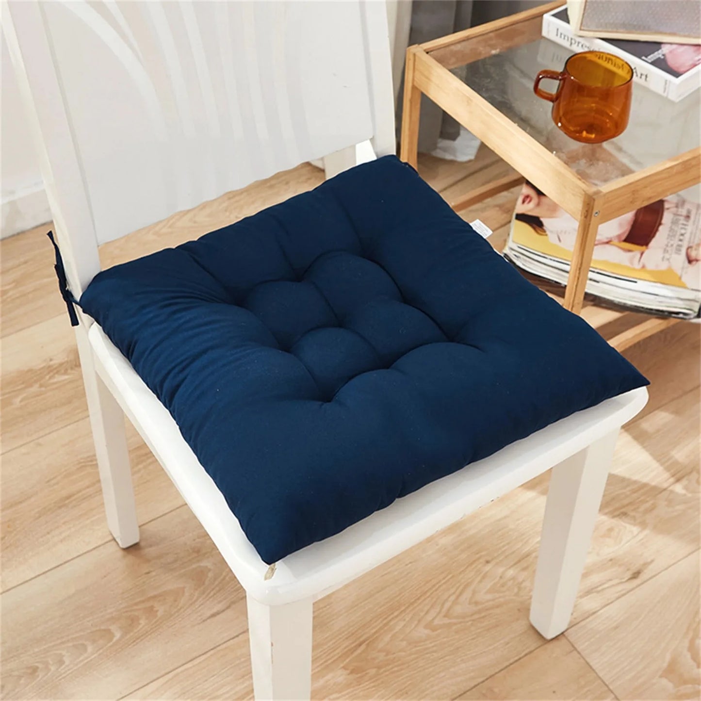 Solid Square Chair Cushion – Soft Cotton Upholstery for Office, Home, Car, and Garden Sun Lounge Seat