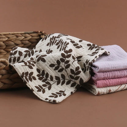 5PCS Baby Cotton Gauze Towels - Soft Absorbent Face Cloths for Bathing, Feeding & Daily Care