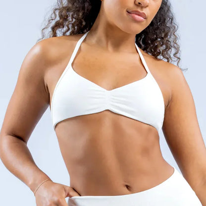 NCLAGEN High Support Strappy Bra - Women's Impact Thin Strap Halter Sports Bra, Seamless Workout & Yoga Tank Top
