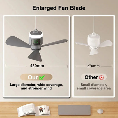 12000mAh Portable Ceiling & Camping Fan – Outdoor Tent Air Circulator and Cooling Ventilator