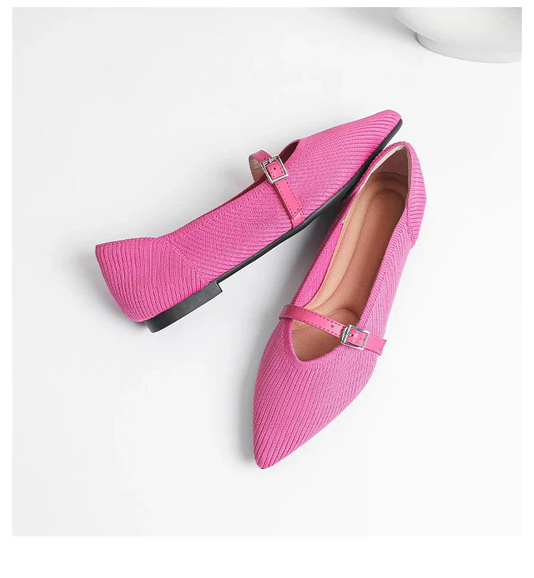2024 Women's Flat Shoes – Pointed Toe Soft Knitted Sole, Breathable & Comfortable Spring and Autumn New Model