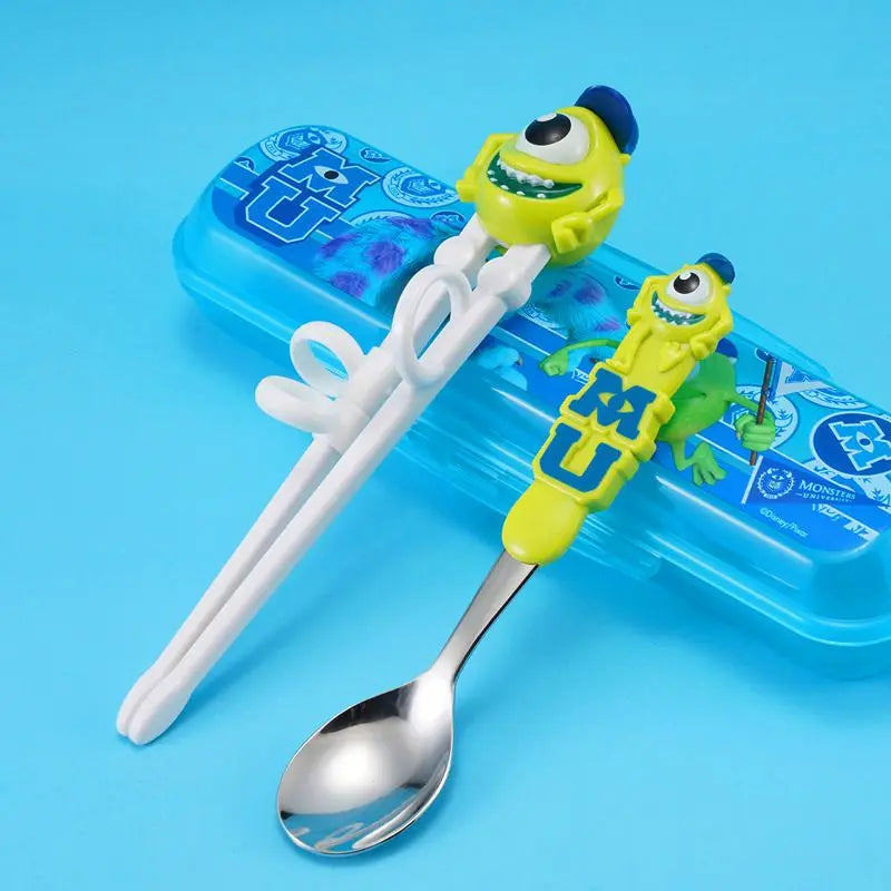 Disney Kids Tableware Set — Lightning McQueen, Mickey, Minnie, Stitch & Princess Elsa Training Chopsticks and Spoons