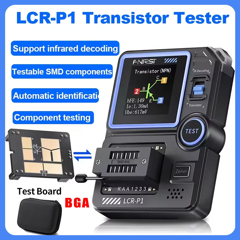 FNIRSI LCR-P1 Multifunctional Transistor Tester & LCR ESR Multimeter for Diodes, Capacitance, Resistance