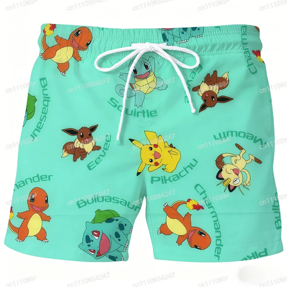Psyduck Pokémon Beach Shorts - Quick-Dry Cartoon Swim Trunks for Men & Women
