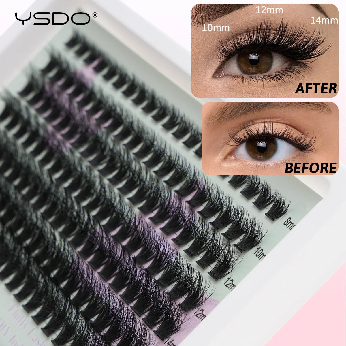 YSDO Premade Volume Fans Eyelash Extensions – 10/14 Rows Natural Mink Individual Cluster Lashes for Makeup