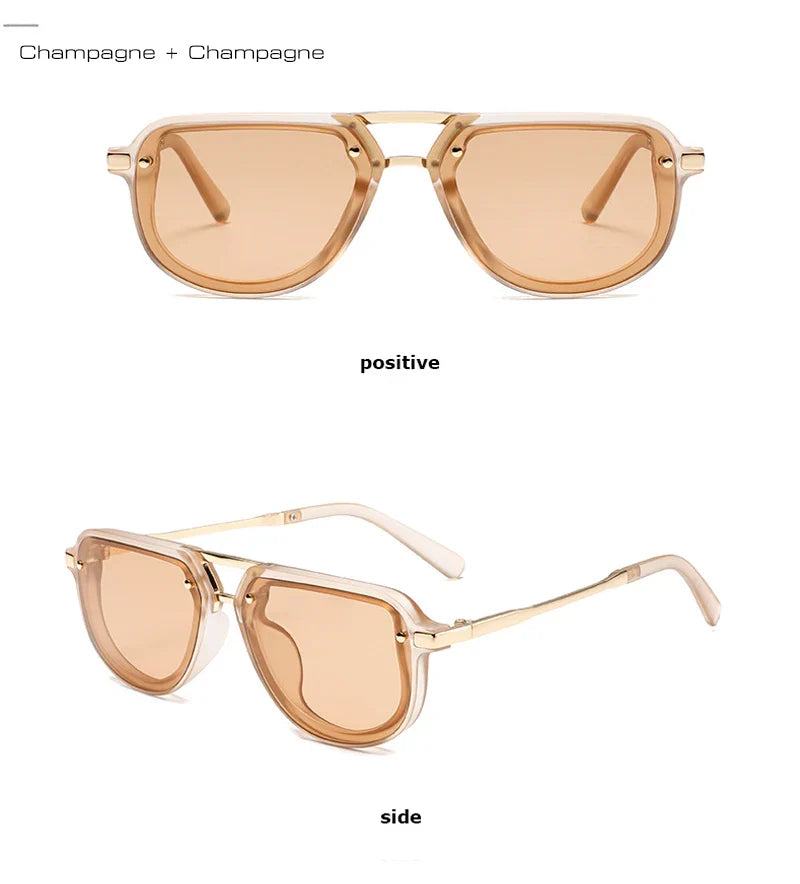 SHAUNA Retro Oval Sunglasses – Luxury Punk UV400 Shades for Women & Men
