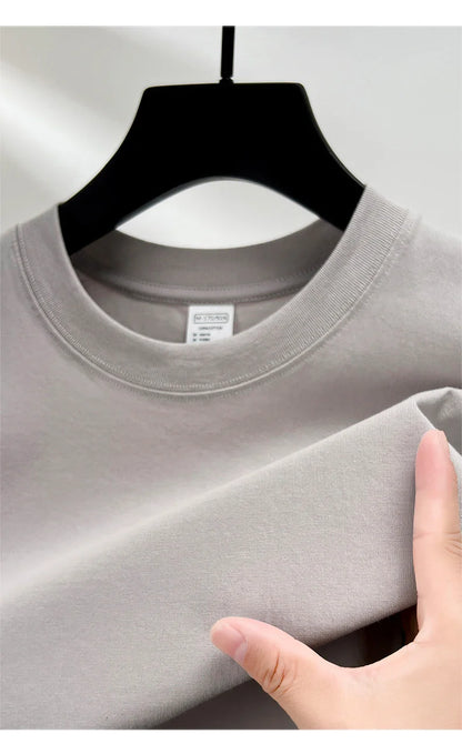 100% Pure Cotton Men’s Summer T-Shirt – High-End Short Sleeve Round Neck Breathable Fashion Top