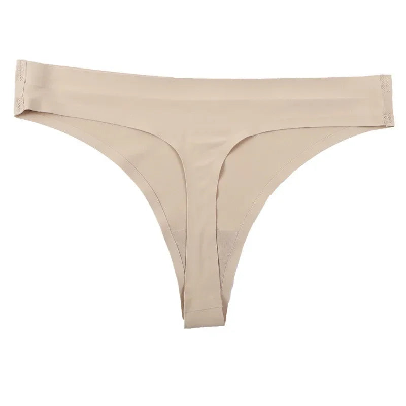 3PCS Ice Silk Seamless Thong Set for Women – Solid Low Rise Sexy G-String Sports Underwear, S-XL Sizes
