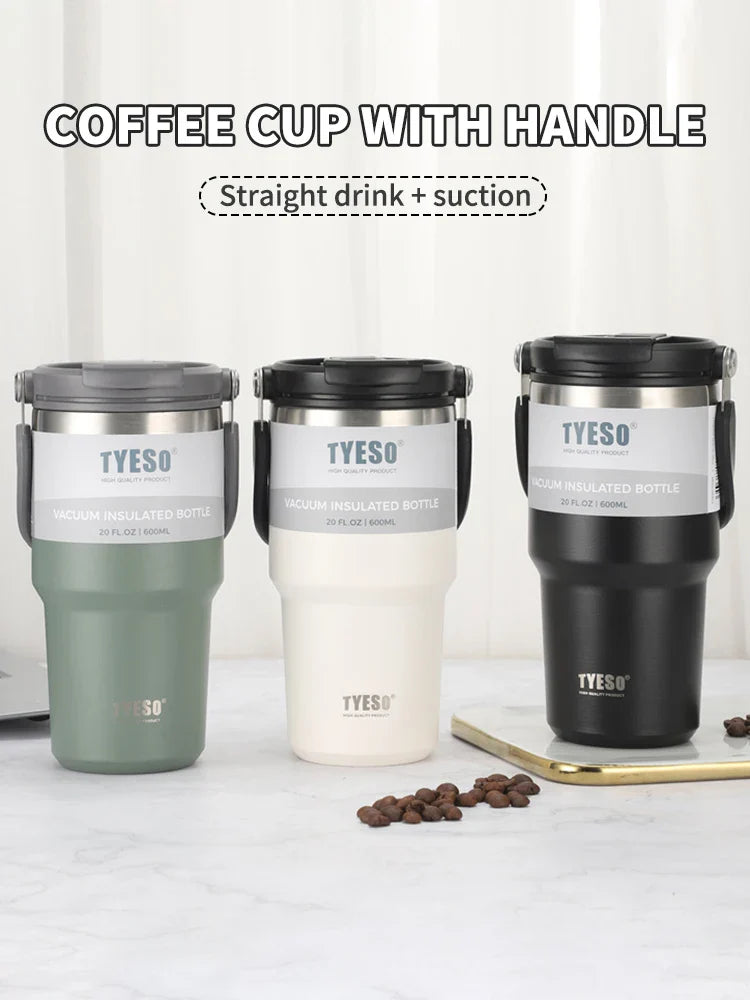Tyeso Double-Layer Insulated Coffee Cup – Portable Stainless Steel Ice Cream Cup with Cold Insulation & Large Capacity