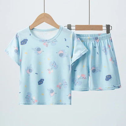 Kids' 2-Piece Summer Outfit Set - Cute Short Sleeve Top and Shorts for Boys & Girls