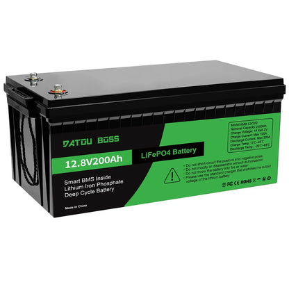 DATOUBOSS 12V 100Ah LiFePO4 Battery — 1280Wh Lithium Battery with 100A BMS, 8000-15000 Deep Cycles, Series/Parallel Support