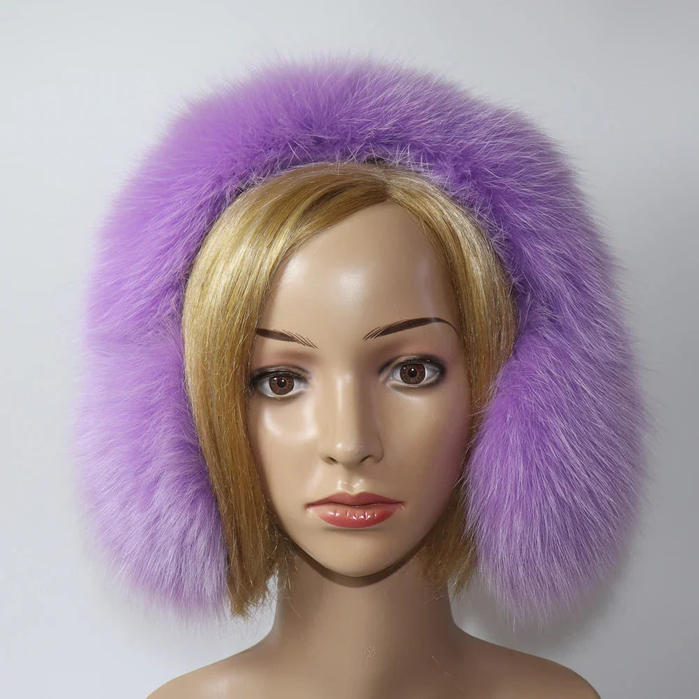 Real Fox & Raccoon Fur Earmuffs – Warm Winter Ear Warmer for Women and Girls, Plush Genuine Fur Accessory