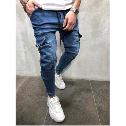 Men’s Retro Washed Stretch Denim Jeans – Slim Fit Zipper Casual Skinny Pencil Pants, Plus Size