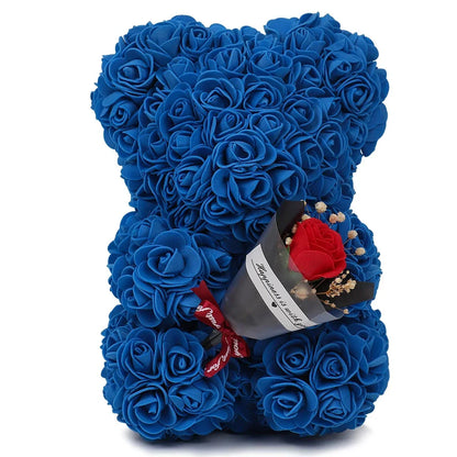25cm Eternal Rose Teddy Bear – Artificial Flower Gift for Mom, Mother’s Day, Birthday, Valentine’s & Anniversary