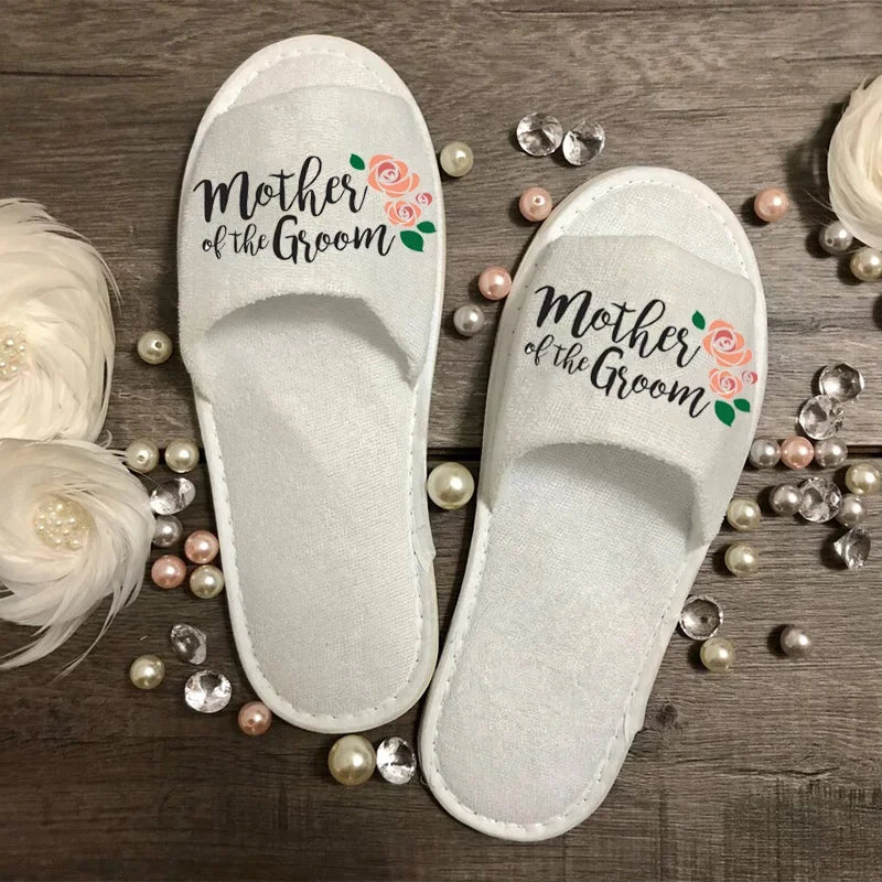 Bridal Party Slippers – Bride, Bridesmaid, Maid of Honor, Mother of Groom Gift for Wedding, Bachelorette, & Bridal Shower