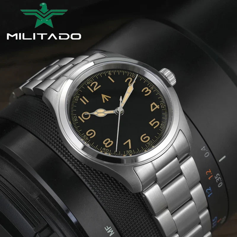 Militado ML08 Vintage Quartz Watch – VH31 Movement, Sapphire Crystal, 10Bar Waterproof, BGW9 Luminous Stainless Steel Men’s Watch