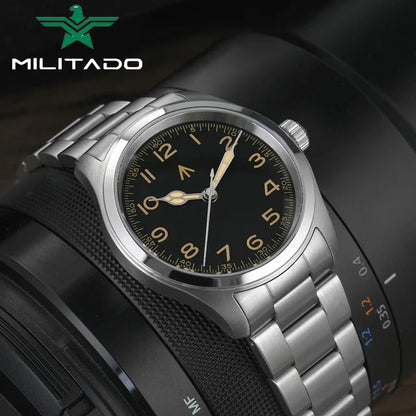 Militado ML08 Vintage Quartz Watch – VH31 Movement, Sapphire Crystal, 10Bar Waterproof, BGW9 Luminous Stainless Steel Men’s Watch