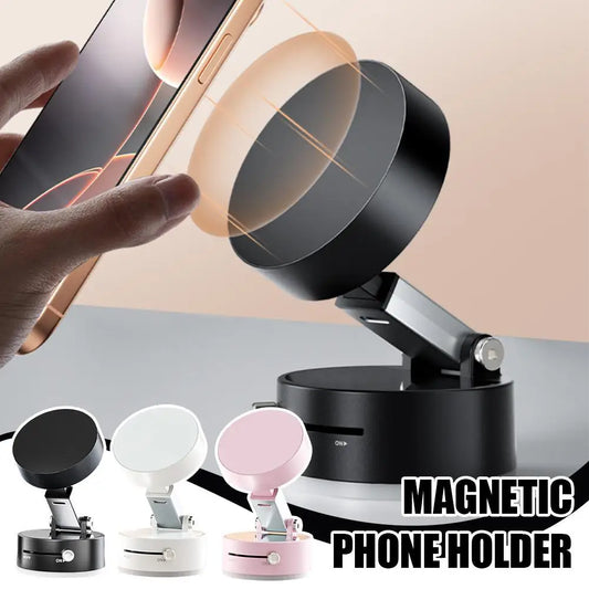 Vacuum Adsorption Magnetic Phone Mount – Double-Sided Hands-Free Magnetic Holder for Car, Gym, Mirror, Smooth Surfaces