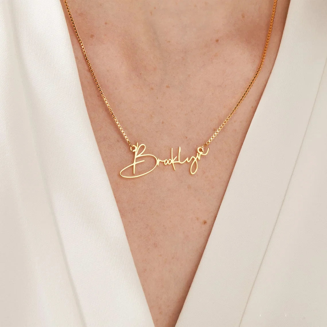 Personalized Gold Name Necklace - Custom Box Chain Handmade Jewelry Gift for Women, Mom & Birthday Keepsake