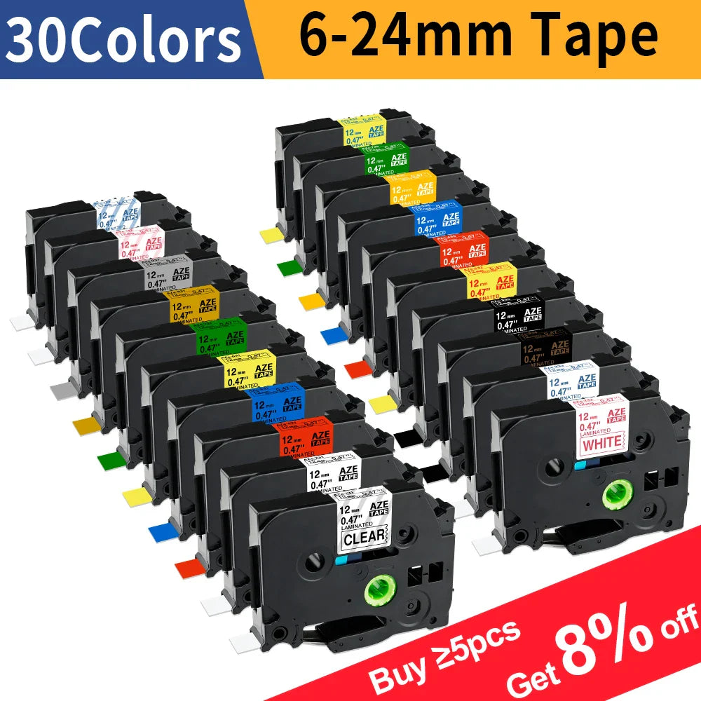 Compatible Brother TZe Label Tape 6–24mm – TZe-231/251 Replacement for P-touch H110, H107, P710BT, H105, E550W Label Makers