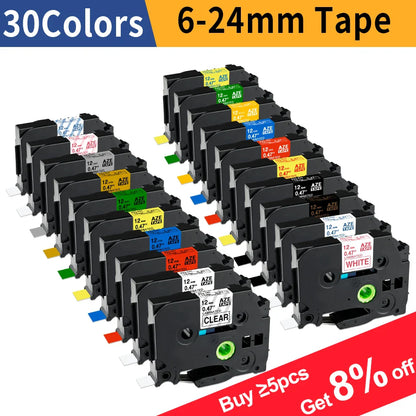 Compatible Brother TZe Label Tape 6–24mm – TZe-231/251 Replacement for P-touch H110, H107, P710BT, H105, E550W Label Makers