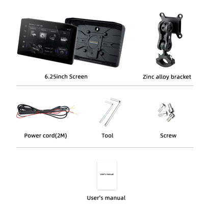 EKIY 6.25" Portable Digital Dashboard with Wireless CarPlay & Android Auto GPS Navigation - Anti-Theft Removable Screen for Motorcycle   2/2