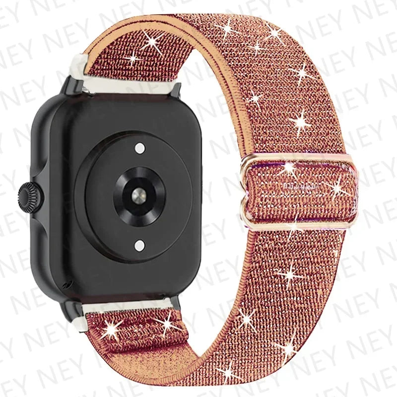 Nylon Elastic Watch Band for Amazfit GTS/GTR 4-3-2, Stratos & Bip Series – Bohemian Shiny Adjustable 20mm/22mm Strap